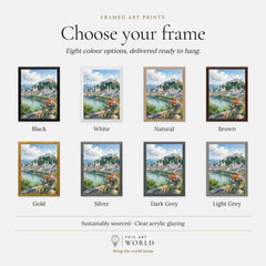 Salzburg Hohensalzburg fortress and old town watercolour art print, frame colour options for the framed print