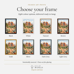 Sedona Cathedral Rock watercolour art print, frame colour options for the framed print