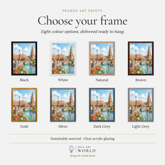Seville Plaza de España watercolour art print, frame colour options for the framed print