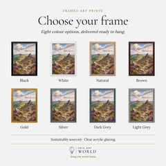 Shropshire Hills Stiperstones rocky ridge watercolour art print, frame colour options for the framed print