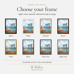 Singapore Marina Bay Sands skyline watercolour art print, frame colour options for the framed print