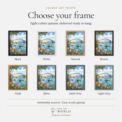 Sydney Opera House and Harbour Bridge watercolour art print, frame colour options for the framed print