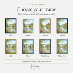 Tamar Valley Calstock Viaduct over the river watercolour art print, frame colour options for the framed print