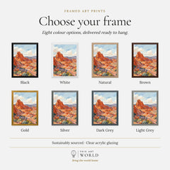 Valley of Fire State Park red sandstone waves watercolour art print, frame colour options for the framed print