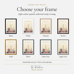 Washington DC city skyline art print, frame colour options for the framed print