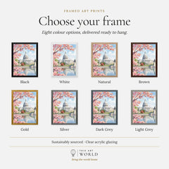 Washington DC US Capitol and cherry blossom watercolour art print, frame colour options for the framed print