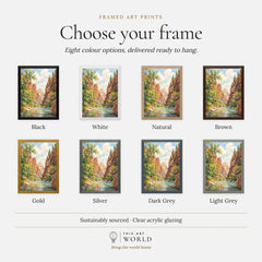 Zion National Park Virgin River canyon watercolour art print, frame colour options for the framed print