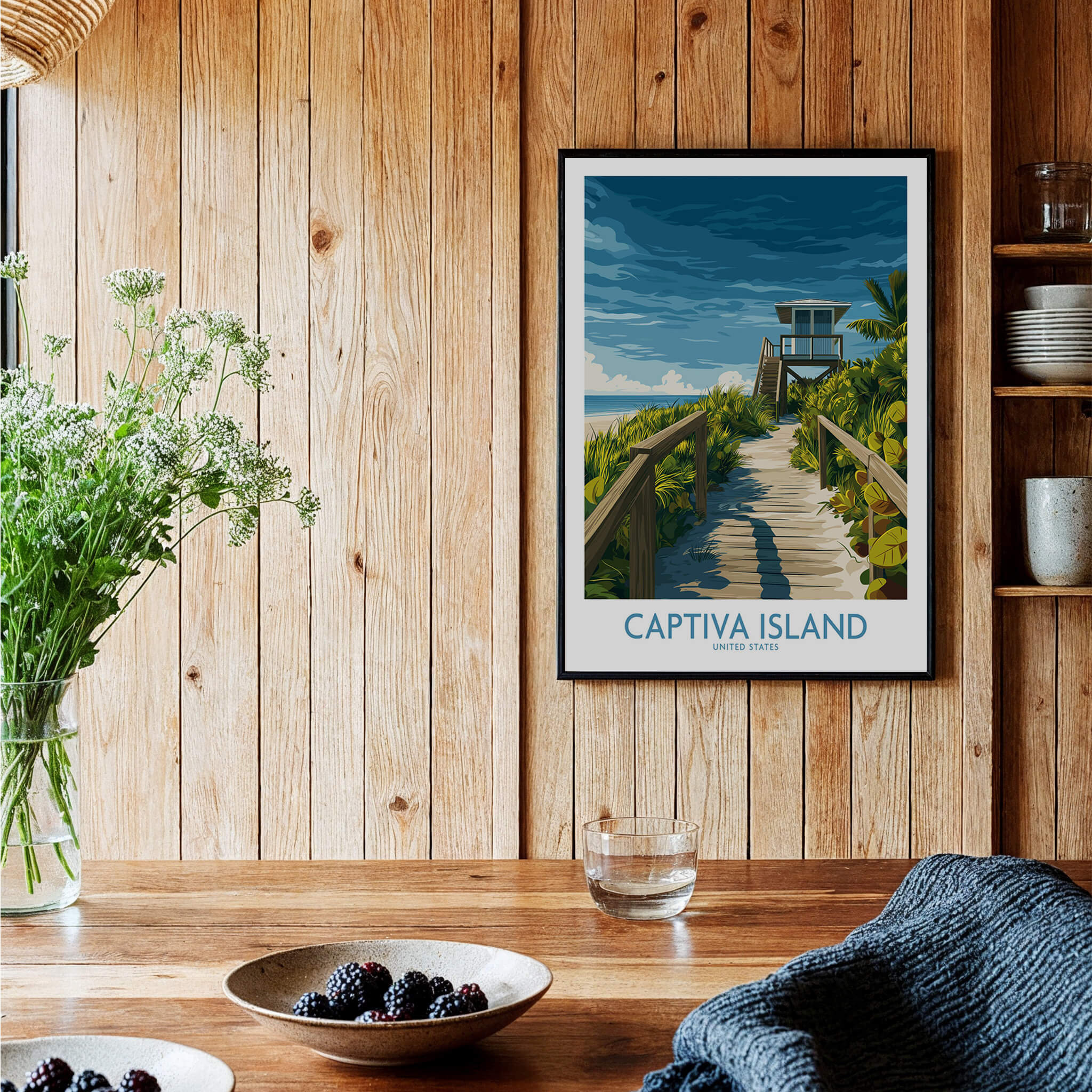 Captiva Island Florida Wall Art – Tropical Art featuring a scenic pathway and beach house.