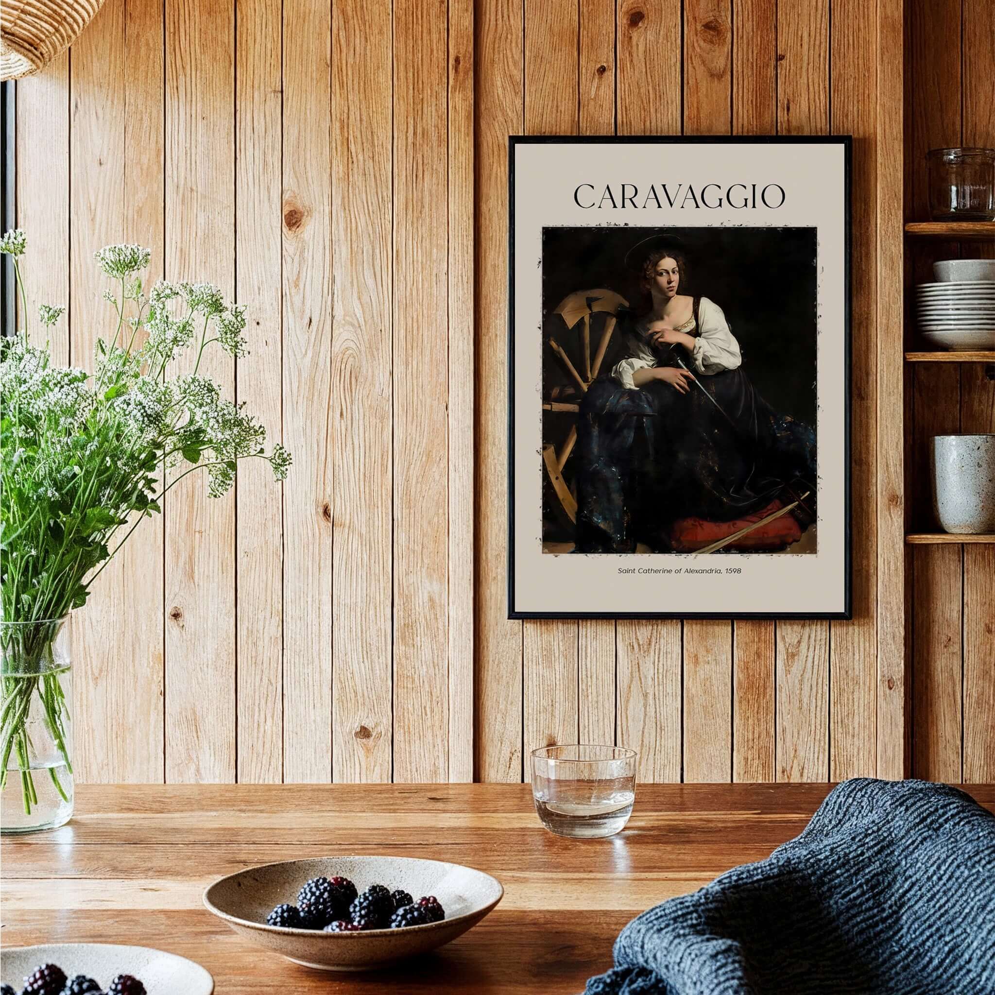 Caravaggio Art Print - Saint Catherine of Alexandria 1598 displayed in a stylish interior setting.