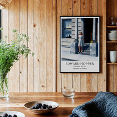 Edward Hopper Summertime 1943 Delaware Art Museum Art Print displayed in a cozy setting with plants and tableware.