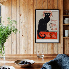 Exhibition Art Print Steinlen Tournée du Chat Noir Vintage French Black Cat Poster displayed in a stylish home setting.