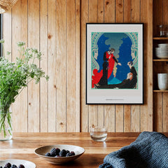 Exhibition Art Print George Barbier Empedocles Panthea Art Deco Mythology Poster Wall Art displayed in a cozy interior.