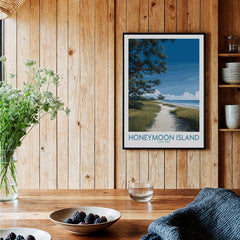 Honeymoon Island Florida Poster | Gulf Coast Landscape Canvas Print displayed in a cozy interior setting.
