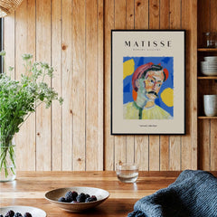 Matisse Art Prints -  Abstract Man Portrait Poster featuring a colorful portrait of a man with a mustache in a red hat.