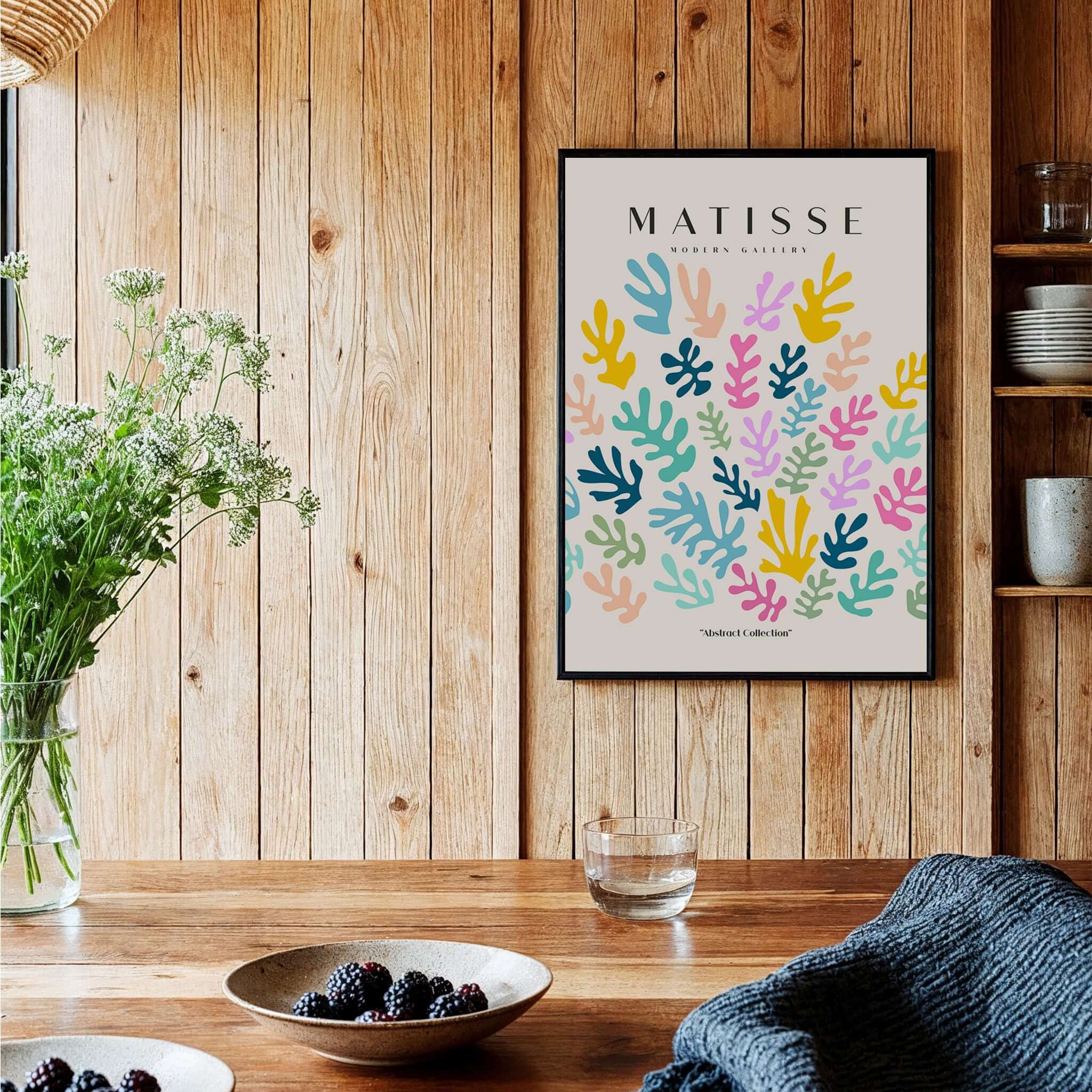 Matisse Art Prints - Colorful Abstract Botanical Scatter Poster featuring vibrant botanical shapes in bright colors.