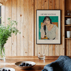 Matisse Poster - Laurette with a White Blouse 1917 Art Print displayed in a stylish interior setting.