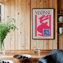 Matisse Art Print Composition Pink Blue Abstract Cut Out Print 1947 showcased in a cozy interior setting.
