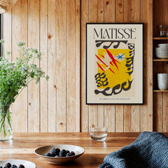 Matisse Nightmare of the White Elephant 1947 Abstract Art Print displayed in a modern home setting on wooden wall.