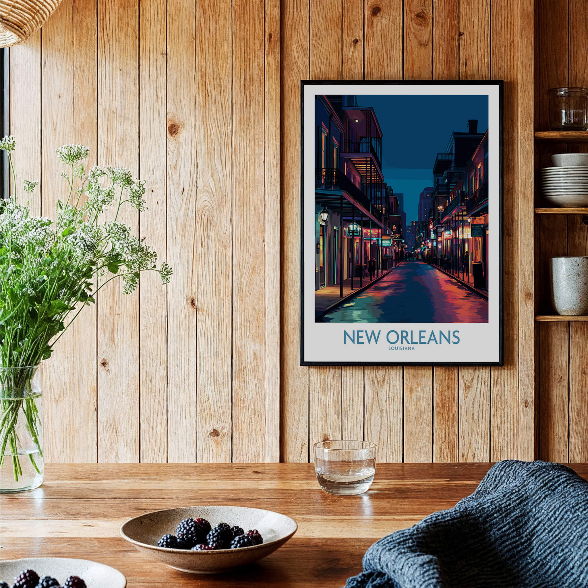 New Orleans Canvas Print | French Quarter Cityscape Poster featuring a vibrant street scene in New Orleans.