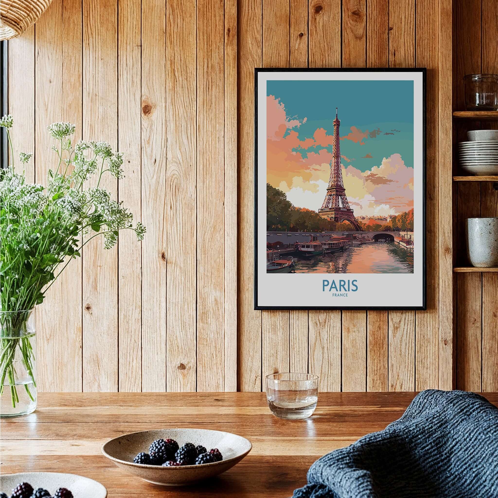 Paris Wall Art - Eiffel Tower showcasing the iconic landmark in a beautiful, colorful setting.