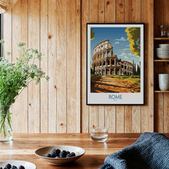 Rome Print with Colosseum displayed in a cozy interior, highlighting the iconic architecture of the Colosseum.