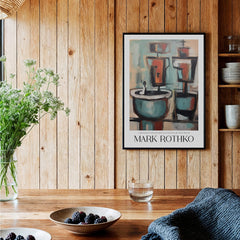 Rothko Style Cubist Abstract Painting | Contemporary Wall Decor displayed in a warm, rustic interior setting.