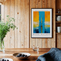 Rothko Style Color Block Abstraction Print | Modern Geometric Wall Art displayed in a rustic kitchen setting.