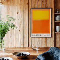 Mark Rothko Orange and Yellow 1956 Abstract Expressionism Art Print Color Field Poster displayed in a cozy interior setting.