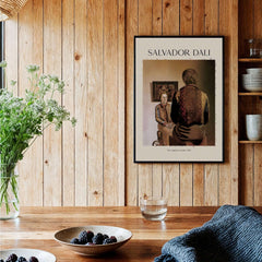 Salvador Dali The Angelus of Gala 1935 Surrealism Double Image Art Print Poster framed on wooden wall with decor