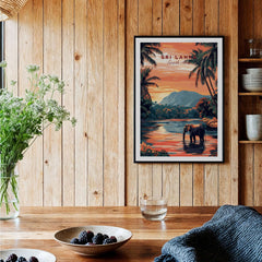 Sri Lanka Elephant Art - South Asia Travel Print, Wildlife Wall Decor in a cozy interior setting.