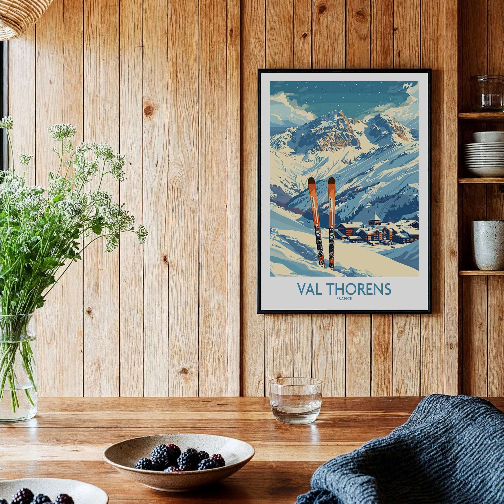 Val Thorens Print featuring stunning ski slopes and mountains, perfect for home decor.