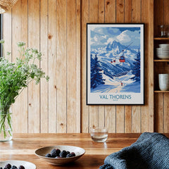 Ski Poster Val Thorens | Ski Trip Memories Wall Art featuring a scenic winter landscape with a ski lift.