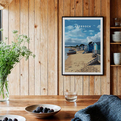 Abersoch Welsh Seaside Village Scene Print | Llyn Peninsula Home Art displayed in a cozy kitchen setting.