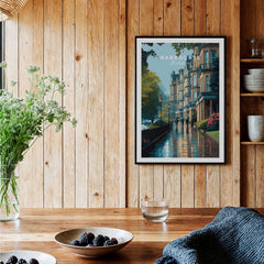 Harrogate Classic British Town Scene Print | English Architecture Wall Art displayed in a cozy home setting.