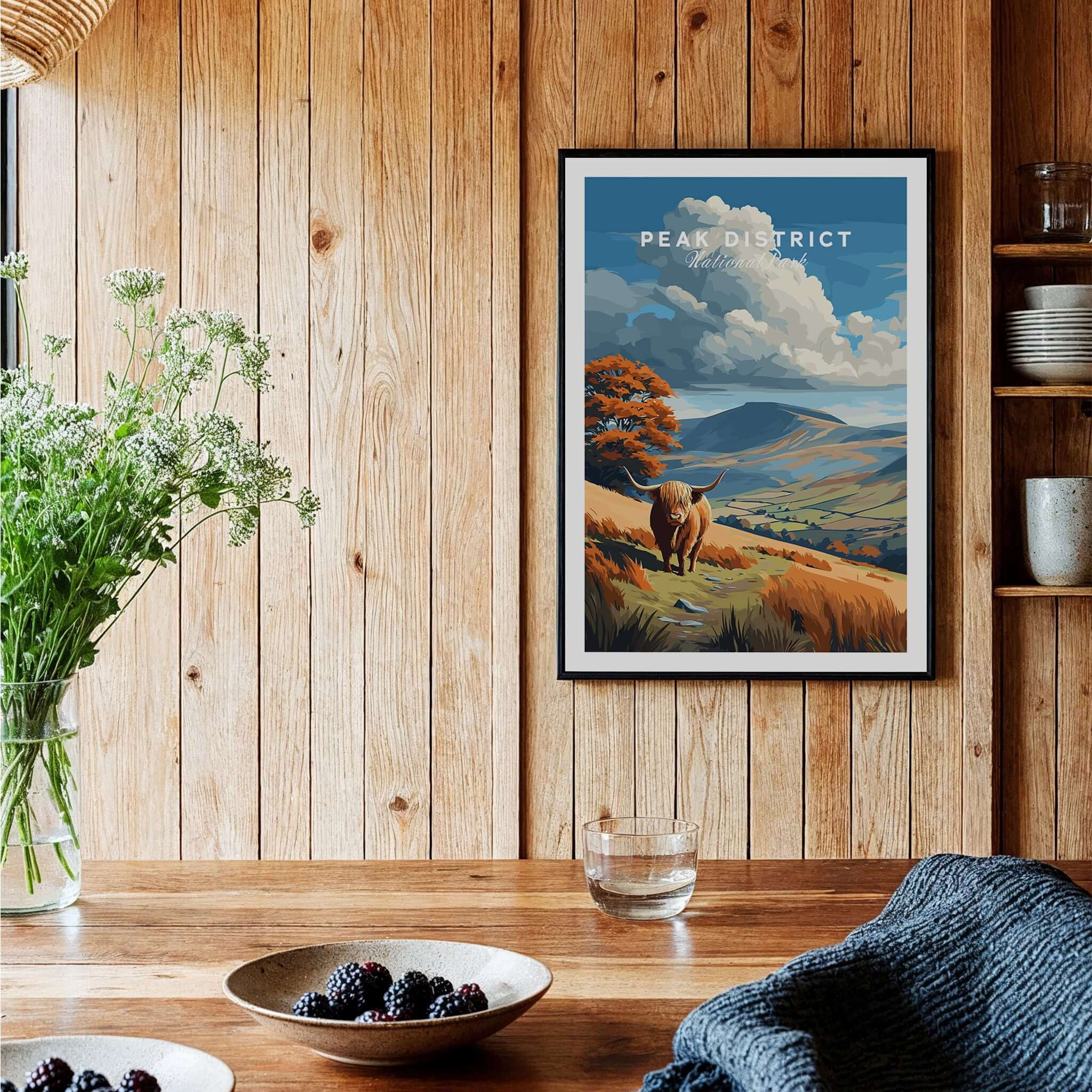 Peak District Scenic View Canvas Print | Derbyshire Home Wall Art featuring a scenic landscape and framed art.