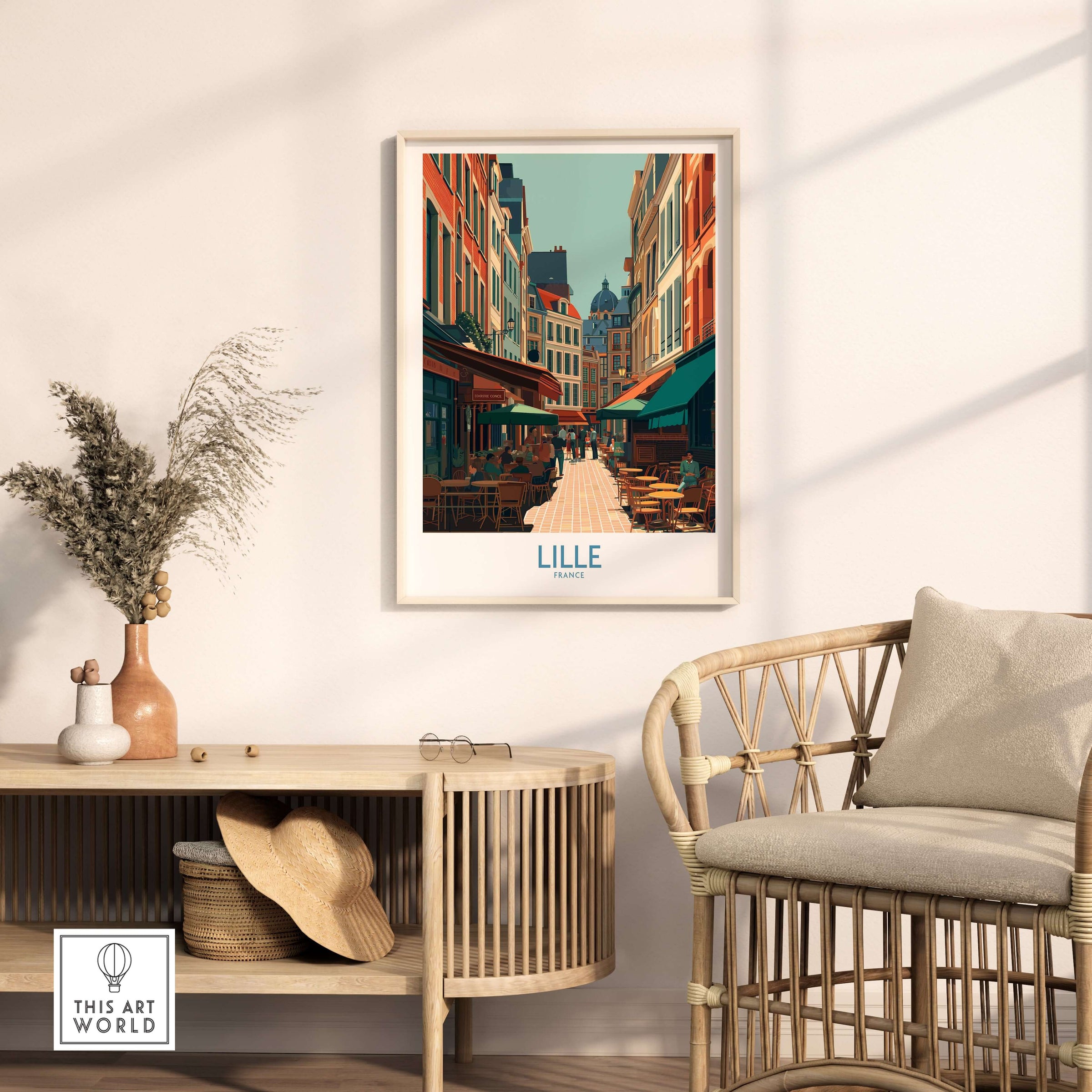 Lille France Wall Art - French Cityscape Decor featuring a charming urban scene in Lille.