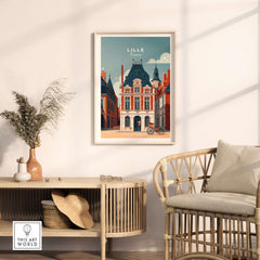 Lille France Print - Historic City Architecture Wall Art displayed in a modern interior setting with stylish decor.