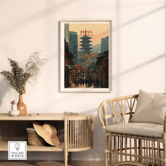 Seoul South Korea Poster - Historic City Landmark Print showcasing iconic architecture and bustling street life.