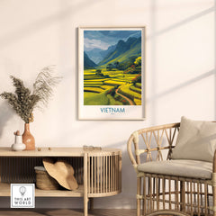 Vietnam Wall Art - Vietnamese Rural Travel Print showcasing serene rice terraces and scenic landscapes of Vietnam.