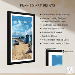 Abersoch Welsh Seaside Village Scene Print | Llyn Peninsula Home Art framed print featuring beach huts and coastal scenery.