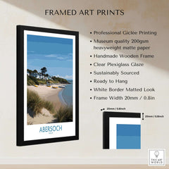 Abersoch Wales Sand Dunes Beach Art Print | Sailboats Coastal Wall Decor framed art print with professional giclée printing.