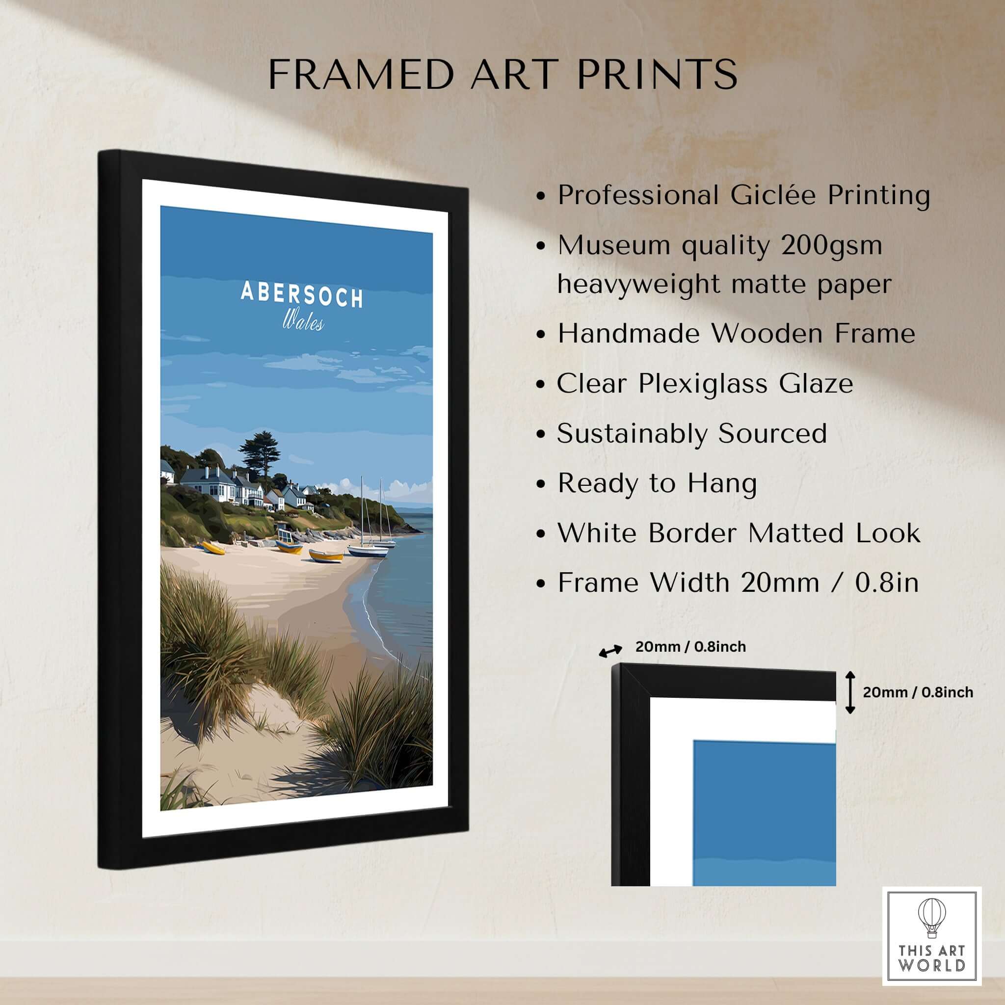 Abersoch Llyn Peninsula Boating Scene Canvas Print | Welsh Seaside Home Decor framed art print with clear plexiglass glaze.
