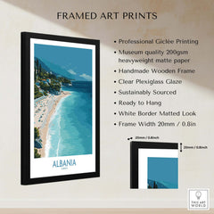 Albania Art Print | Turquoise Water Coastal Wall Decor featuring museum quality printing and handmade wooden frame.