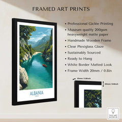 Albania Canvas Print | Framed and Unframed Travel Wall Decor showcasing a lake and mountains in a stylish frame.