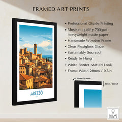 Arezzo Italy Travel Poster - Canvas Print in a sleek frame showcasing Tuscany's architectural beauty.