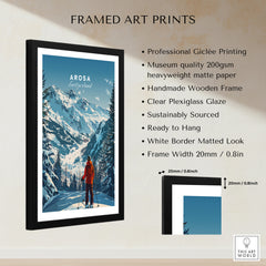 Arosa Travel Poster - Switzerland framed art print showcasing stunning mountain landscapes and vibrant colors.
