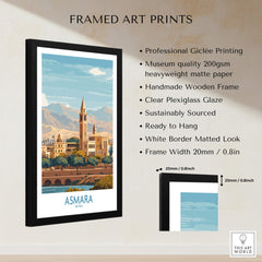 Asmara Eritrea Wall Art – Travel Poster featuring a beautifully framed art print of Asmara's scenic landscape.