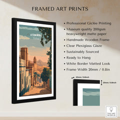 Asmara Travel Poster – Sunset Cityscape Art Print framed with professional giclée printing and clear plexiglass.