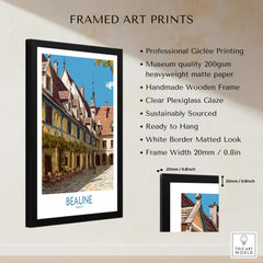 Beaune France Print – Hospices de Beaune Wall Art displayed in a stylish black frame with clear plexiglass.