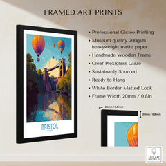 Bristol England Wall Art – River Avon Sunset and Balloon Festival Print featuring framed art details.